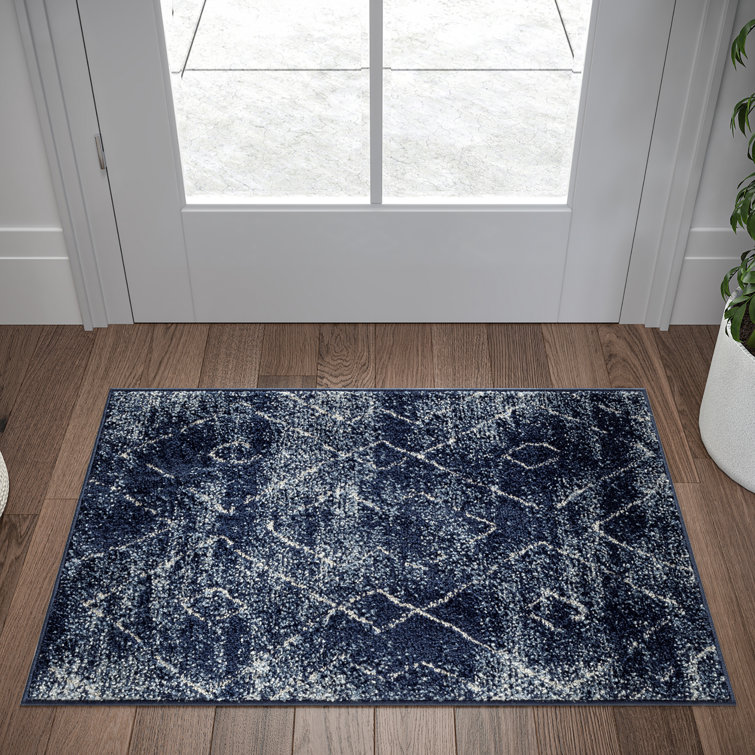 Tapis bleu marine / crème Aavni