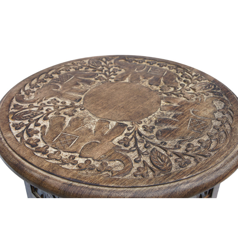 Beckette Solid Wood Frame End Table, Antique Brown, 38cm H x 38cm W x 38cm D