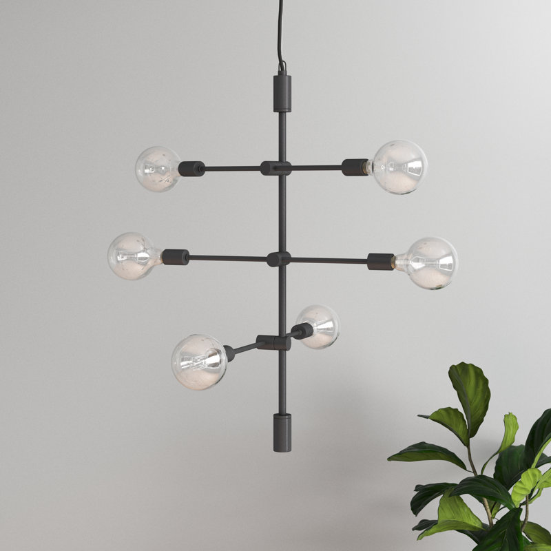 Lustre géométrique spoutnik à 6 lumières Kobe, Noir