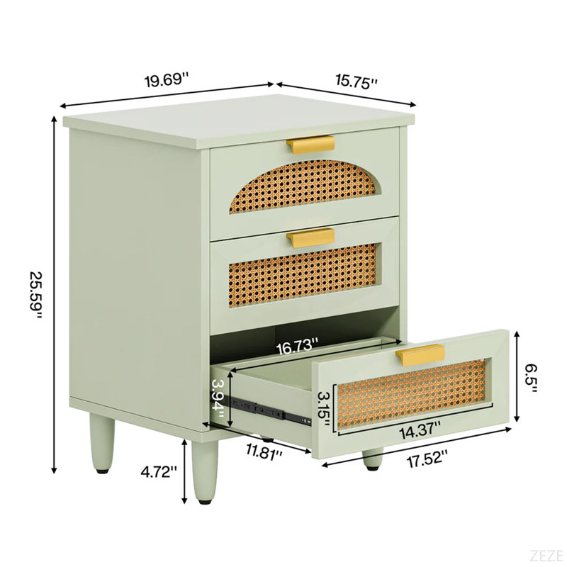 Table d'appoint en rotin, petite armoire de rangement, table de chevet