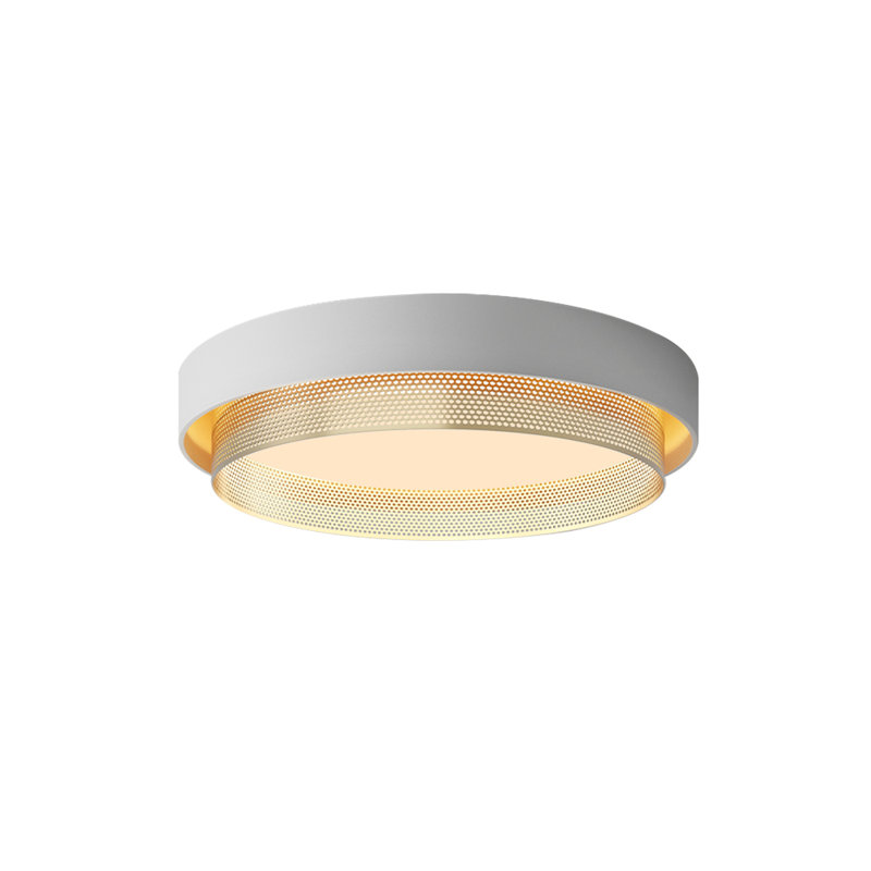 Plafonnier encastré rond à niveaux Pesach, Blanc / Doré, 3000 K
