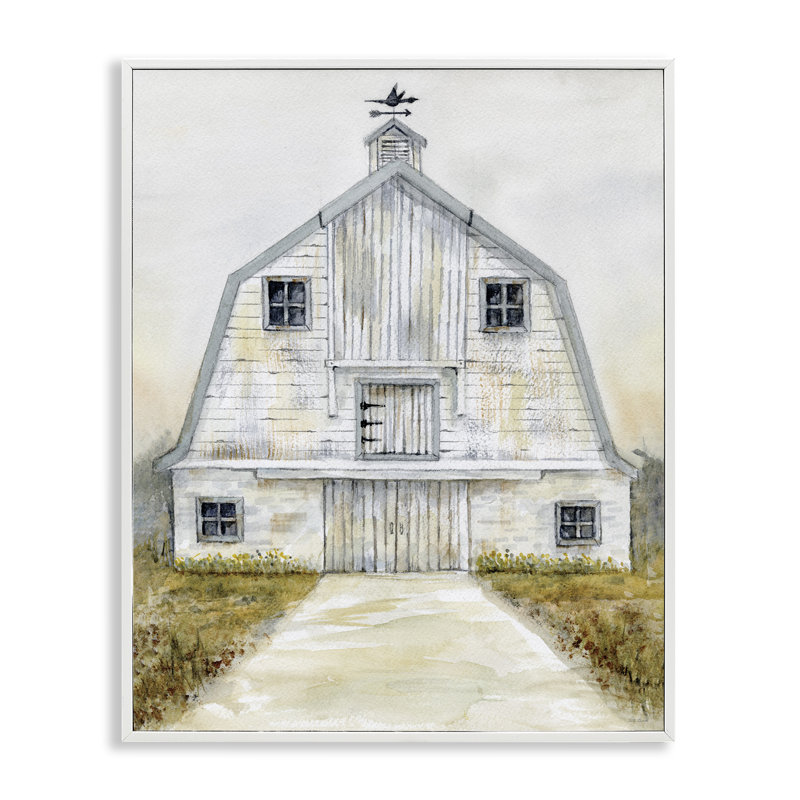 Art de la giclée encadrée de grange blanche par Patti Bishop, H 14 po x l 11 po, Giclée encadrée blanc bord de mer