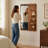  Modern Rubber Wood Wall Mounted Full Length Mirror with Sliding Panel and Adjustable Storage