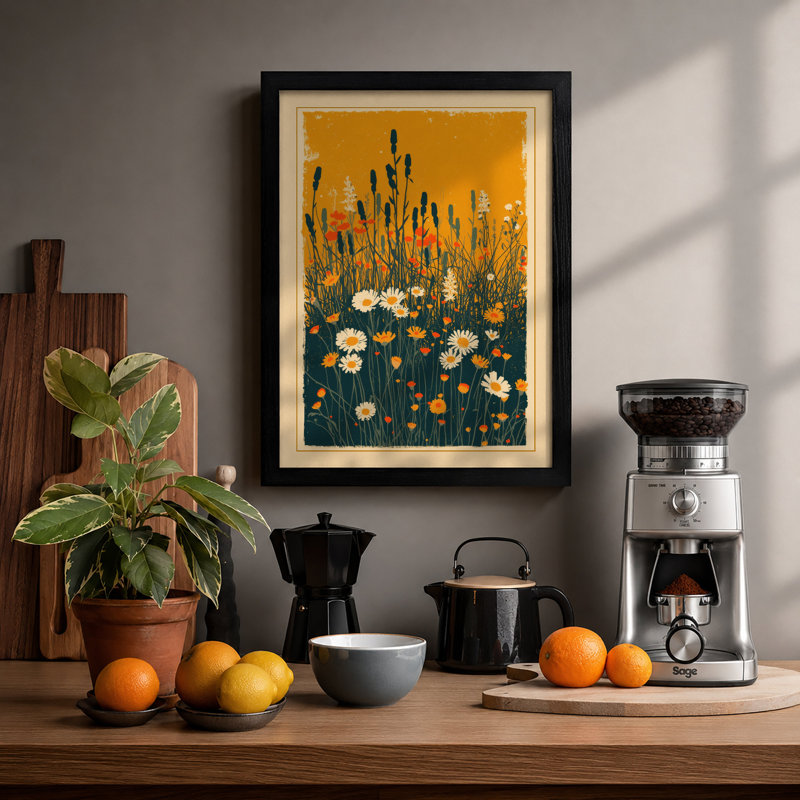 Wildflower Meadow Botanical - Print, Black, A3 - 42.0 x 29.7 cm