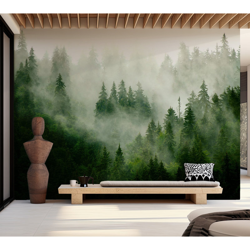 Amirh Peel & Stick Wallpaper, 154" W x 110" L, Green/White