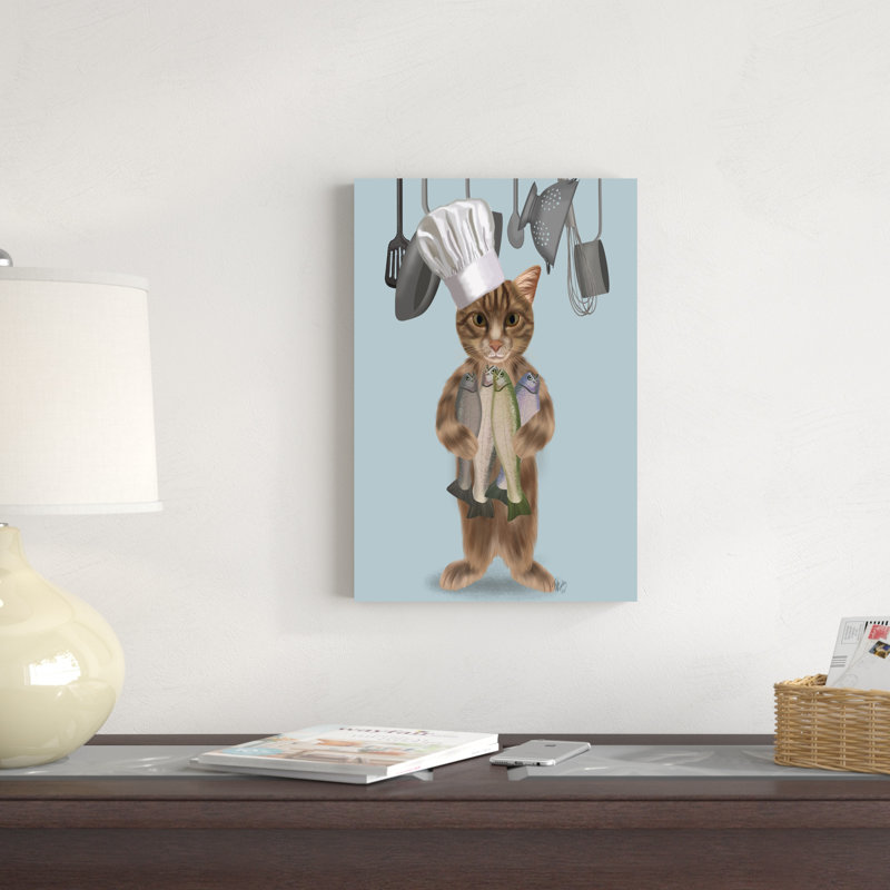 Tabby Cat Fish Chef, double, H 18 po x l 12 po x P 1,25 po