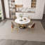 Table de salle à manger ronde 53 po 53 po avec plateau tournant à 360 ° lisse et résistant aux taches et à la chaleur, design minimaliste moderne pour la salle à manger, la cuisine, le coin-repas et l'espace compact (table seulement)