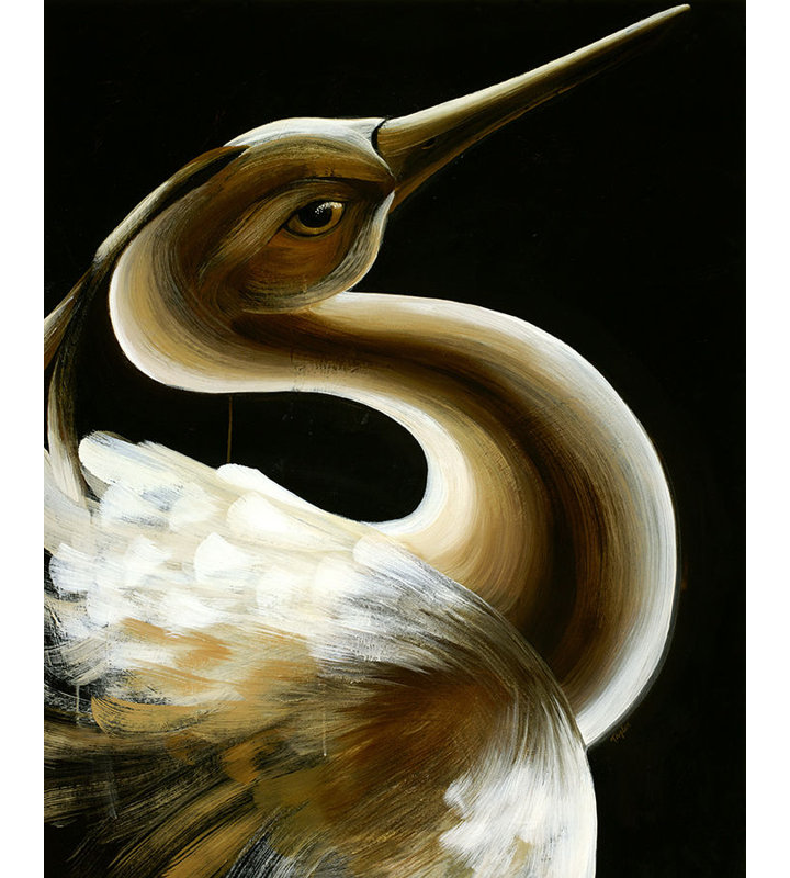 Oiseau - peinture, Gel brossé, H 30 po x l 24 po