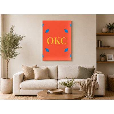 Basketball City Colors Luxury Diamond Monogram — Canvas Wall Art