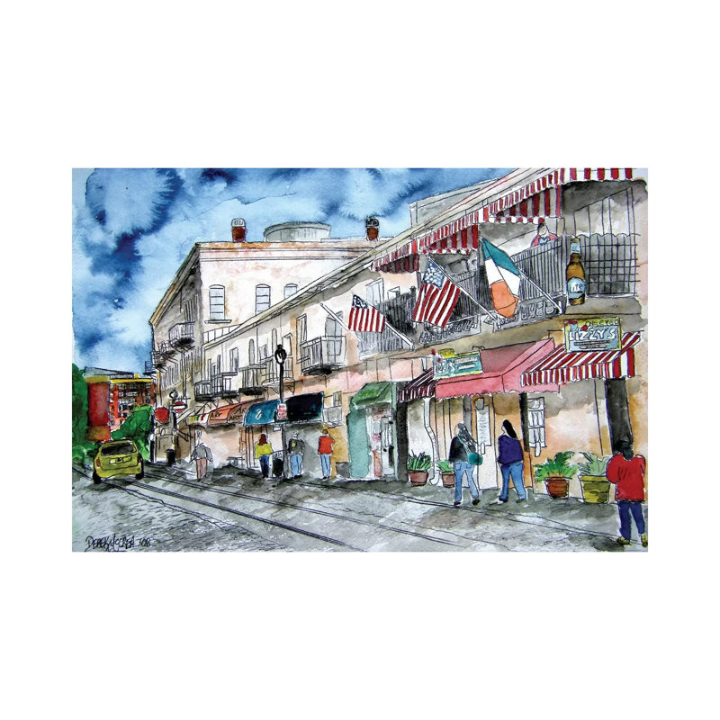Savannah River Street Painting by Derek McCrea - Wrapped Canvas Gallery-Wrapped Canvas Giclée, 20.32 cm H x 30.48 cm W