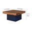Table basse, carré brun, base noire avec éclairage DEL, 35 pouces