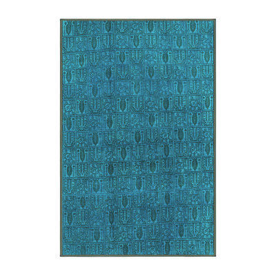 Tapis oriental en laine / polyester tissé à la machine en bleu