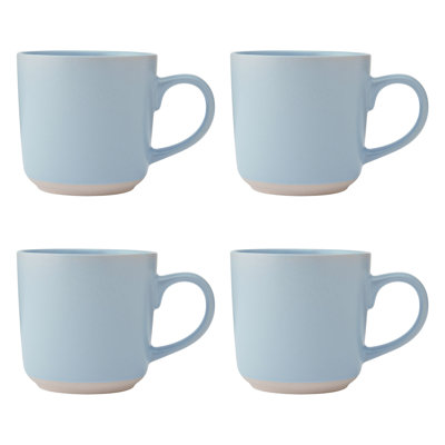 La Cafetière Ceramic Mugs, Set of 4 Durable Ceramic Coffee Cups with Unglazed Base, 350ml