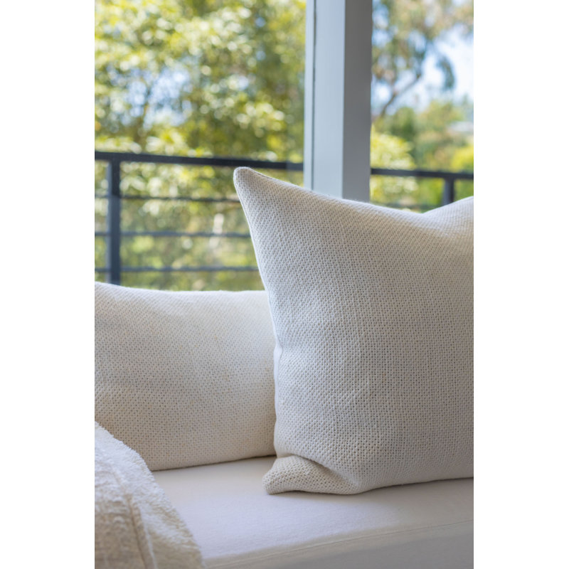 Cream 20" x 20" Linen Woven Throw Pillow