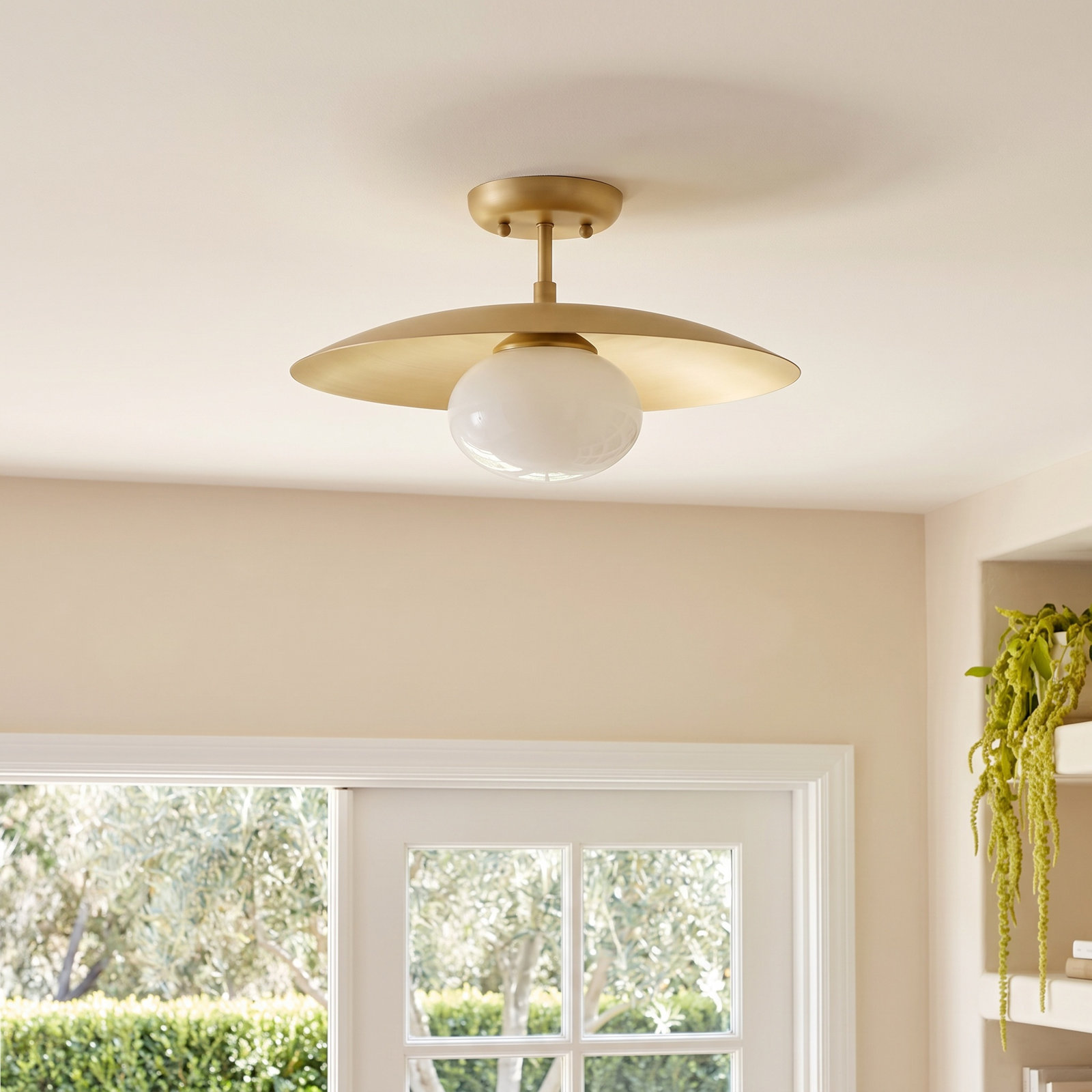 Del 41" Single Light Semi Flush Mount, Brass