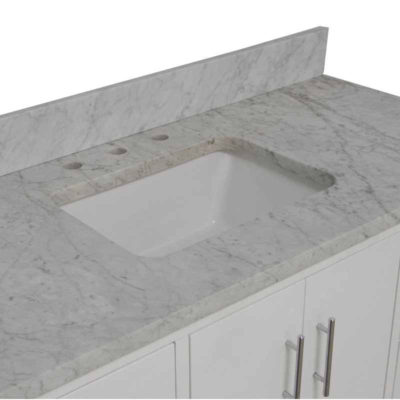 Ensemble de meuble-lavabo simple 48 po Kiara, Blanc, Marbre