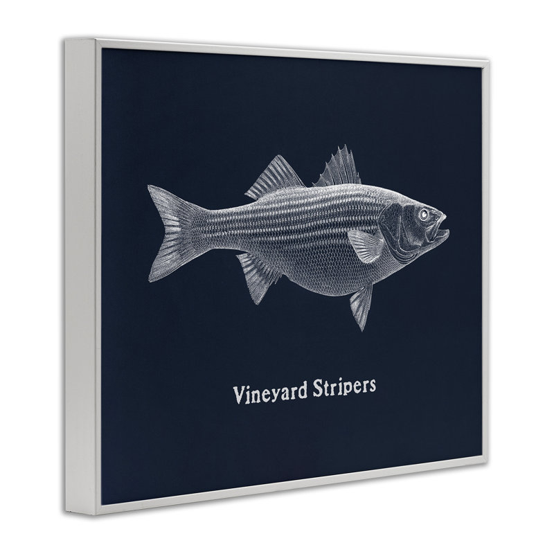 Giclée encadrée Vineyard Stripers, conception de Phillipa Katz, H 16 po x l 20 po, Giclée encadrée blanc bord de mer