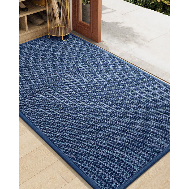 Melio Chevron Polyester Doormat , Khaki, 24" W x 36" L