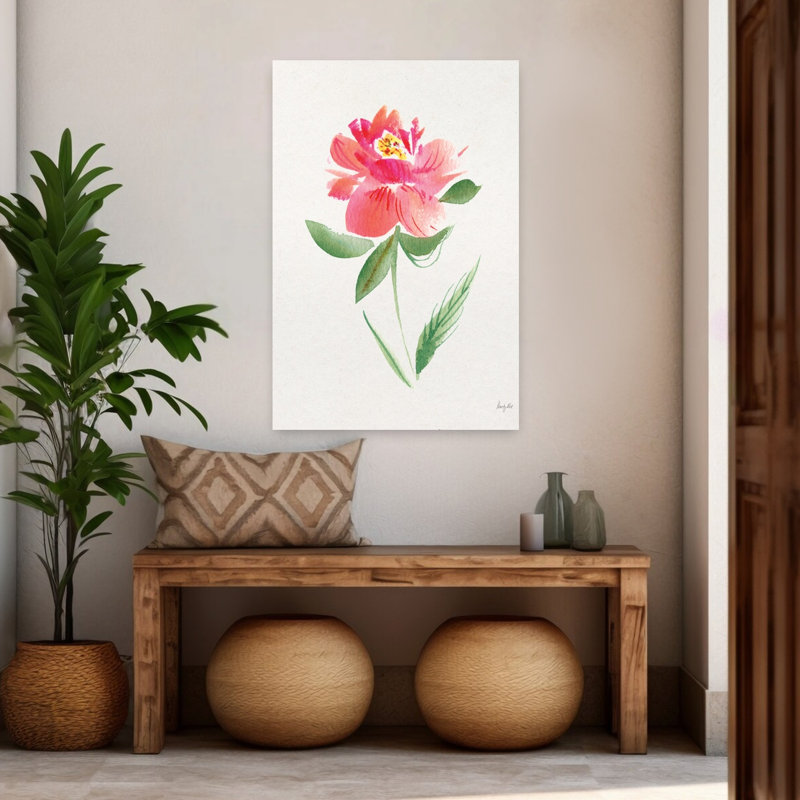 Art contemporain de jardin rose II, H 48 po x l 32 po