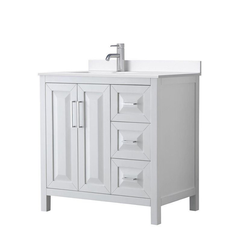 Daria 36'' W Vanity, Giotto Quartz, White, Polished Chrome