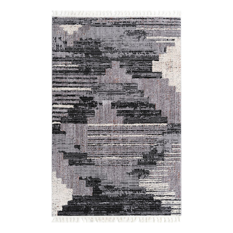 Gosnold avec motif géométrique gris, Rectangle 6 pi x 9 pi