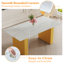 Grande table rectangulaire moderne avec plateau de table à motif de 0,4 pouce et grands pieds en panneau de fibres à densité moyenne, idéal pour la cuisine, la salle à manger et le salon, 35,4 po x 30 po, plusieurs options de couleurs disponibles-547964115-547964127
