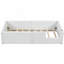 Lit plateforme simple tapissier avec garde-corps et station de charge, blanc