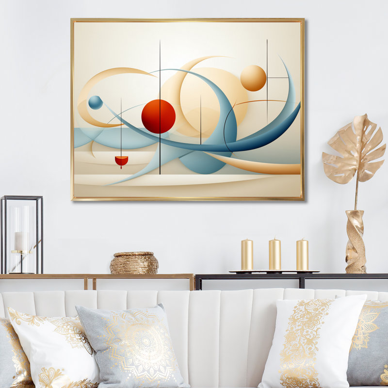 «Red Moon Retro Celestial Landscape I», reproduction sur toile, H 24 po x l 32 po x P 1 po, Cadre flottant doré