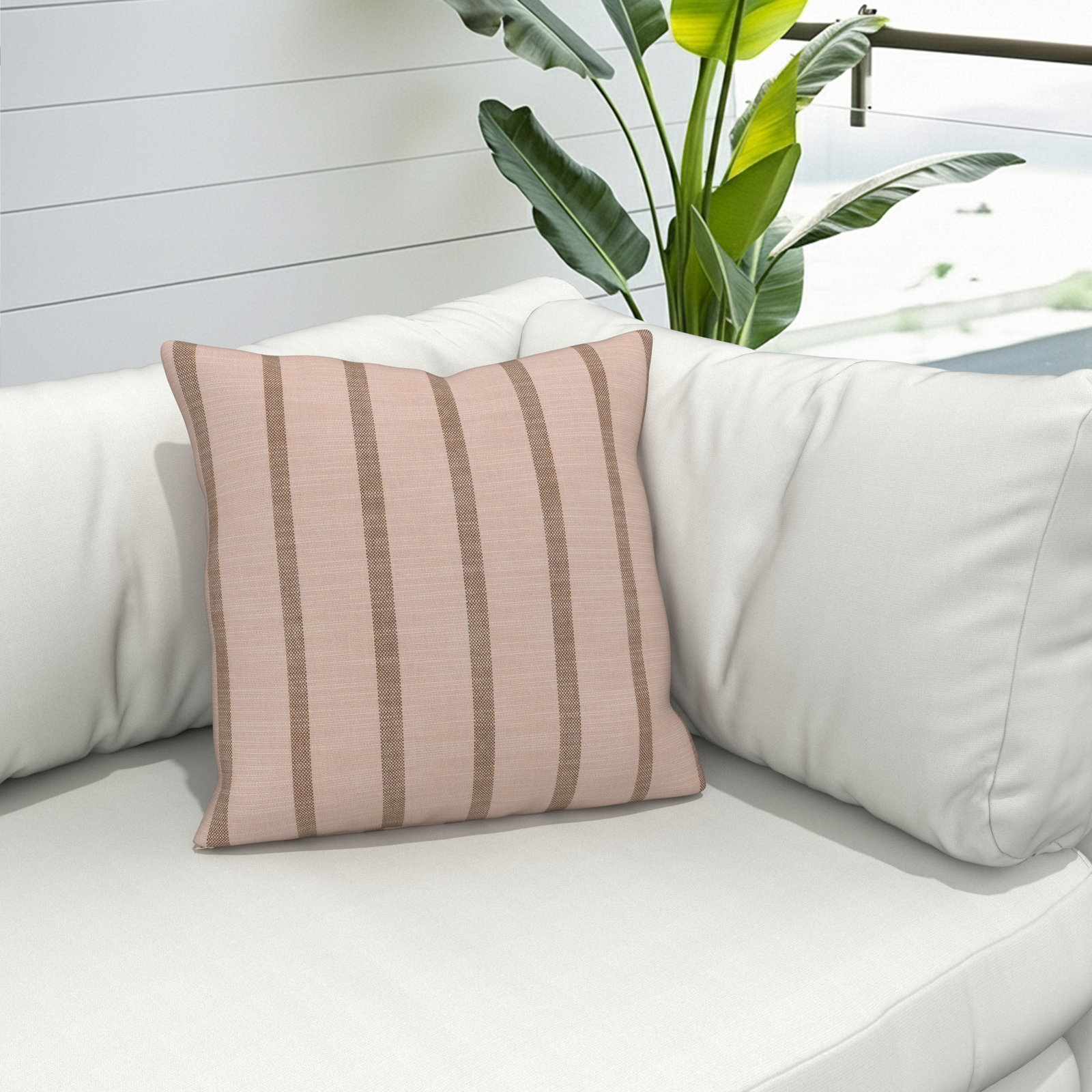 Lani Sunbrella® Throw Pillow, Square 20", Unwind Cameo