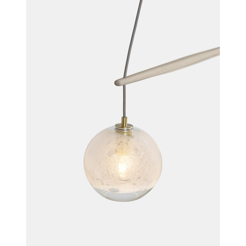 Miro 2 - Light LED Chandelier, Clear, White Washed Oak,  Brushed Brass