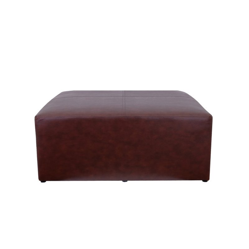 Reagon Faux Leather Ottoman, Chestnut Faux Leather