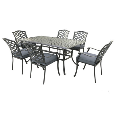 Ensemble de salle à manger d'extérieur carré en aluminium avec coussins 43,19 "pour 4 personnes Square