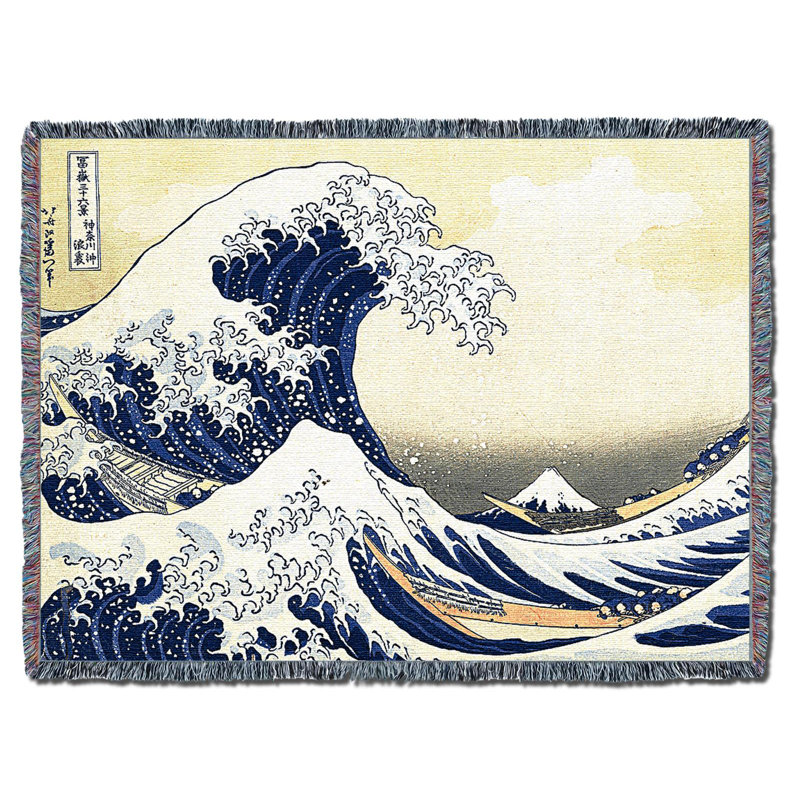 Great Wave of Kanagawa Cotton Jacquard Throw Blanket