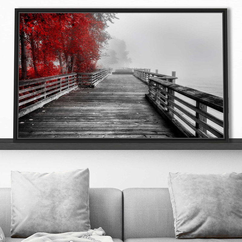 " Fall Walkway " by Vladimir Kostka, 21.5" H x 33.5" W x 2" D, Black Floater Frame