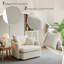 Fauteuil d'appoint pivotant crème Boucle, canapé simple surdimensionné confortable avec coussins pour les petits espaces