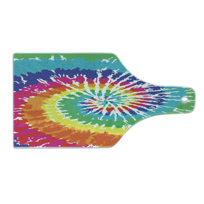 Ambesonne Rainbow Tempered Glass Cutting Board Rainbow Tie Dye Effect Multicolor