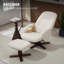 HOMCOM Linen Swivel Recliner Chair with Footstool Upholstered Beige