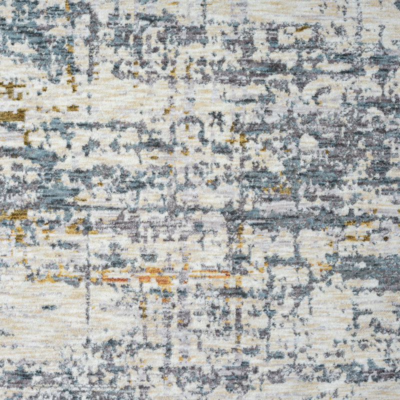 Conrado Performance Modern Industrial Abstract Blue/Gray/Multicolor Rug, Runner 2' x 8'