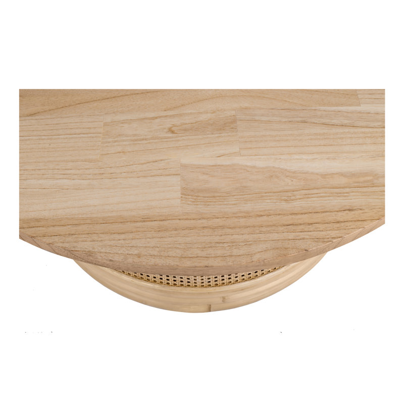 Arlend Natural Solid Wood and Rattan Coffee Table