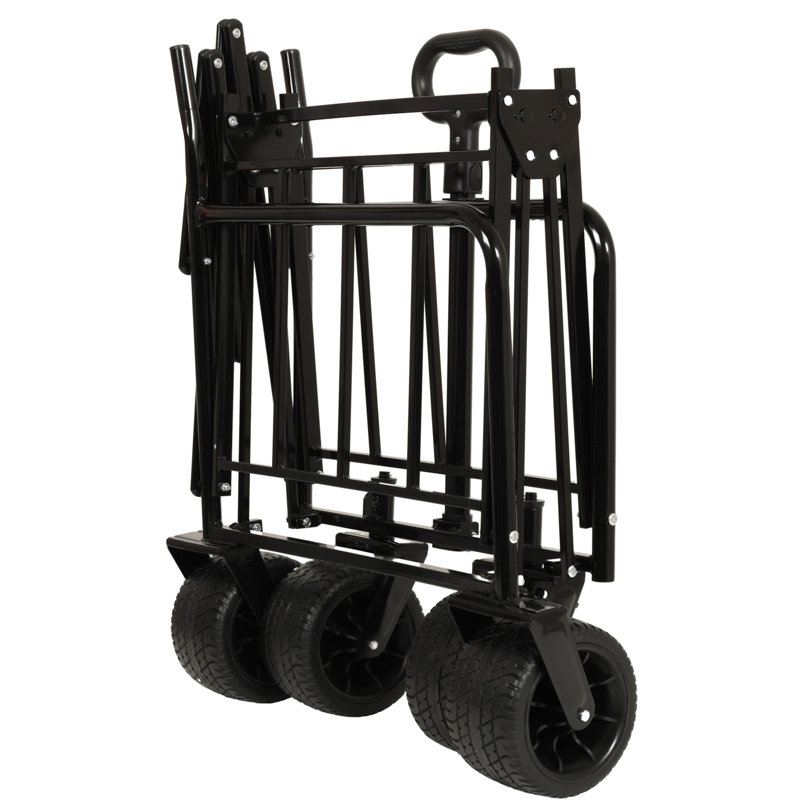 Chariot pliable convertible 3-en-1 avec banquette et rangement - Chariot utilitaire robuste de 500 lb, roues tout-terrain d'une capacité de 180 L pour le camping, la plage, les sports et le jardin