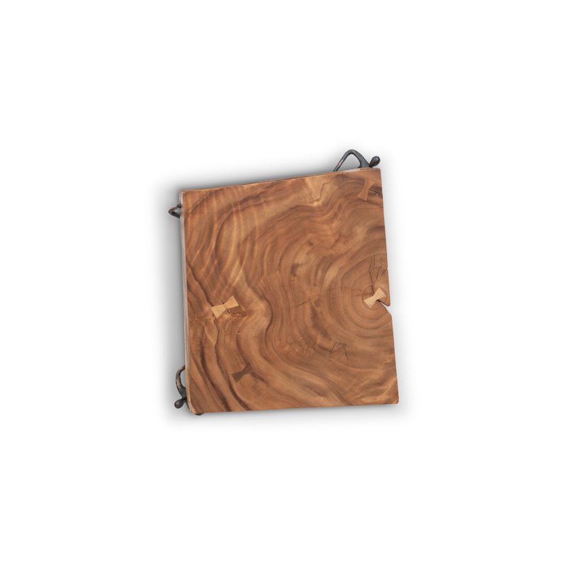 Atlas Rectangular Black and Brown Wood Metal End Table