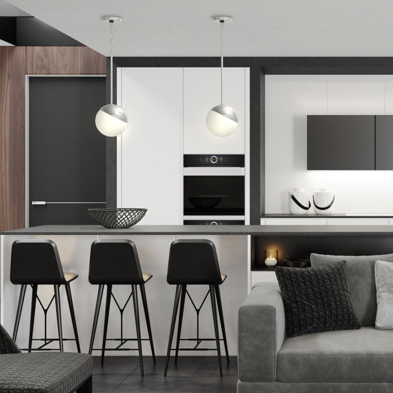 Luminaire suspendu sphère 1 lumière Milan, Nickel brossé