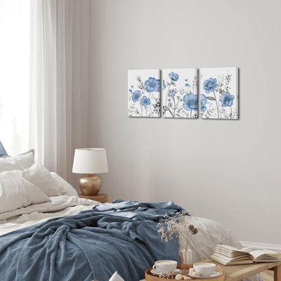 Flower Canvas Wall Art Vintage Floral Painting Pictures Decor Modern Bedroom Bathroom Decoration