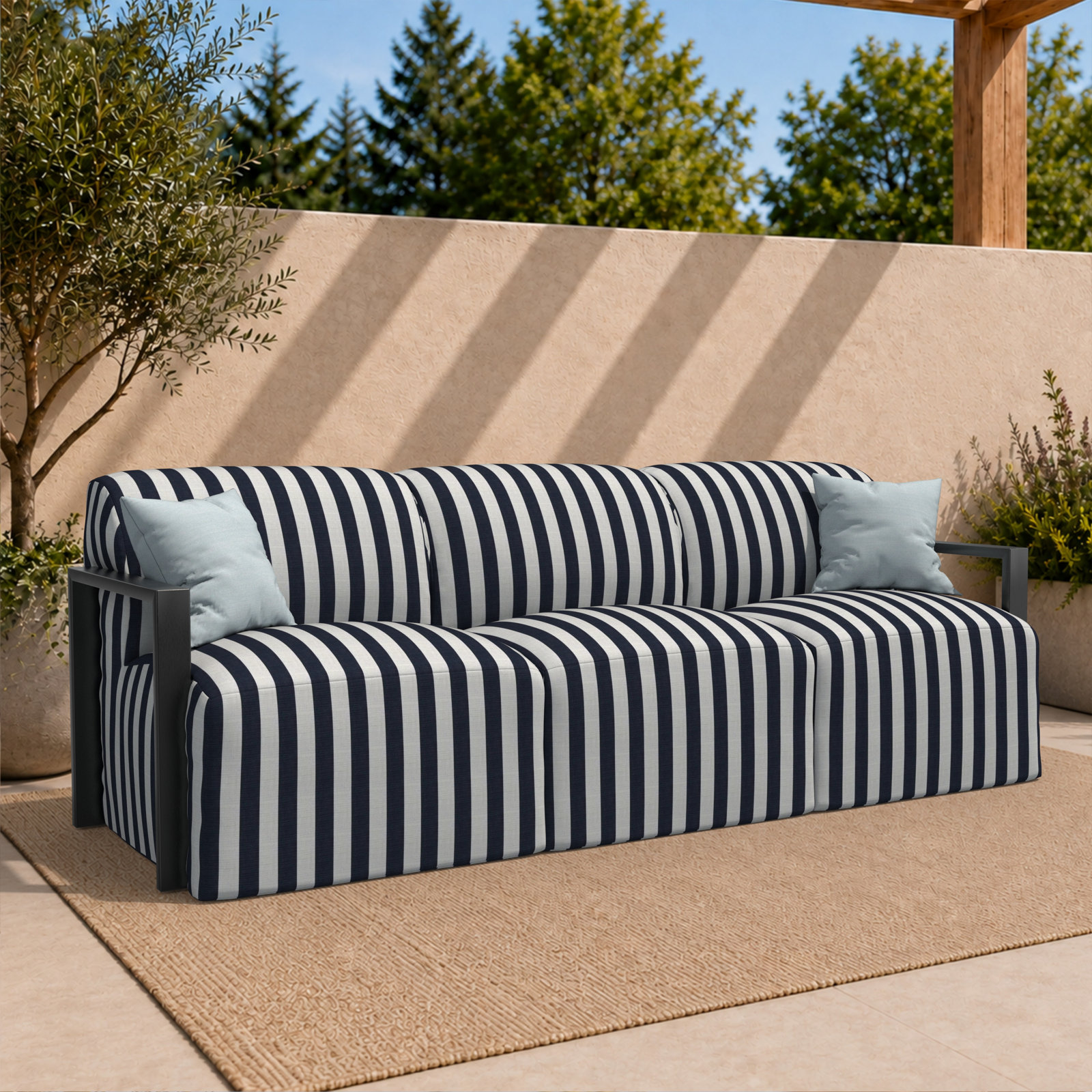 Rosalie 90" Sunbrella® Patio Sofa, Sunbrella® Expressive Mist