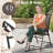 3 PCS Outdoor Bistro Dining Furniture Set w/1.57'' Umbrella Hole Rippled