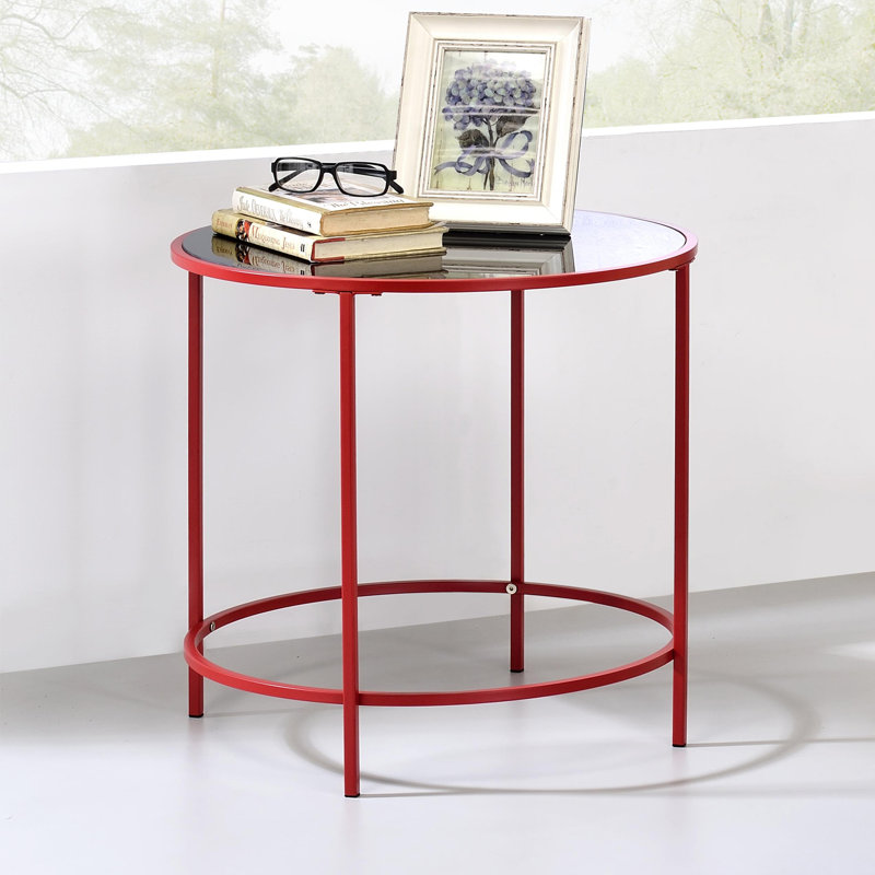 Silverlock Glass Top End Table, Red