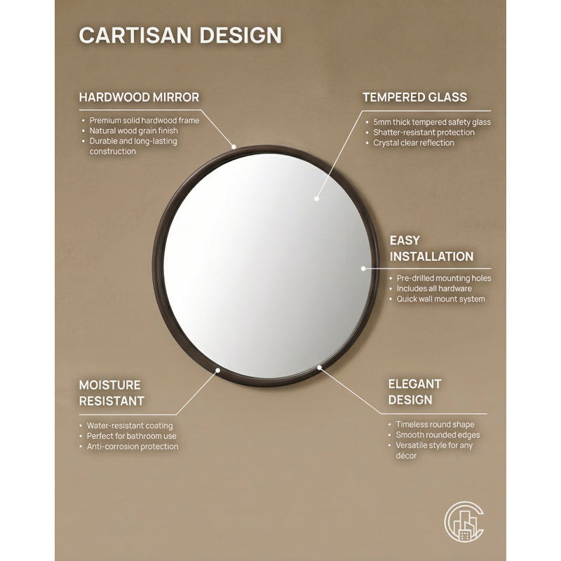 Zen LED Mirror, 29.52" x 29.52", Round, Whitewash