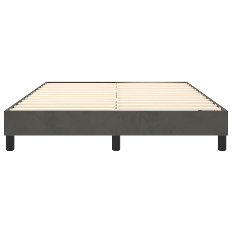 Box Spring Bed Frame Dark Grey Queen Velvet , Dark Gray, Queen