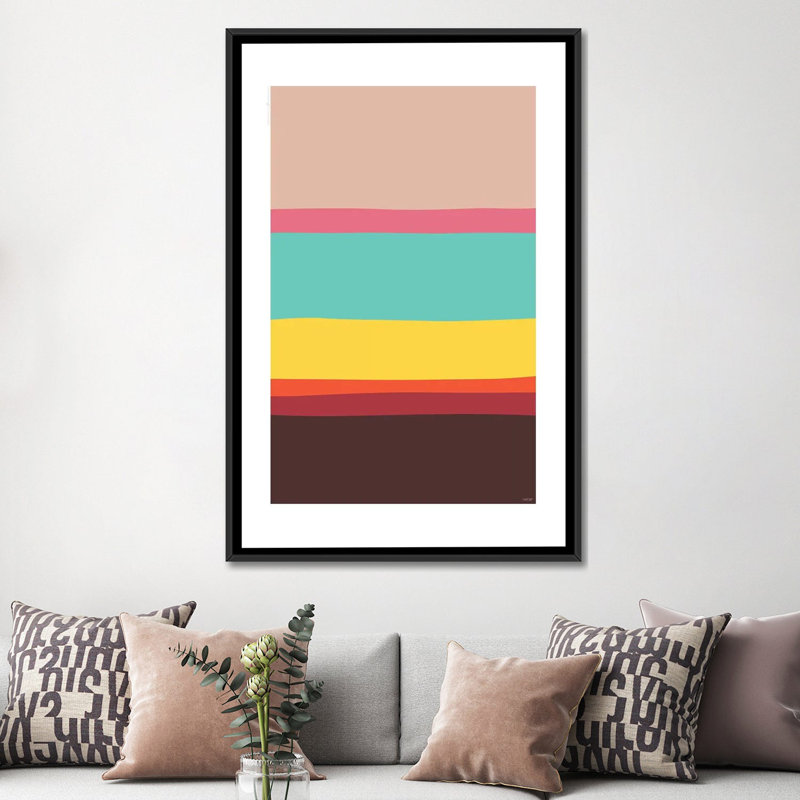 « modern abstract v », impression sur toile, H 26 po x l 18 po x P 1,5 po, Toile avec cadre noir, Pas de tapis
