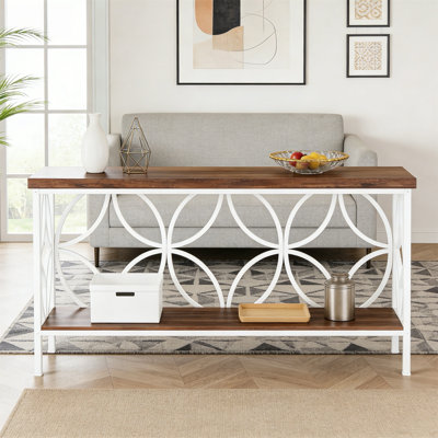 2-Tier Console Table, 70.9" Industrial Sofa Table Behind Couch